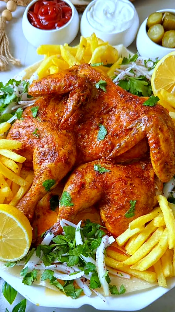 POULET ENTIER FRITE SALADE