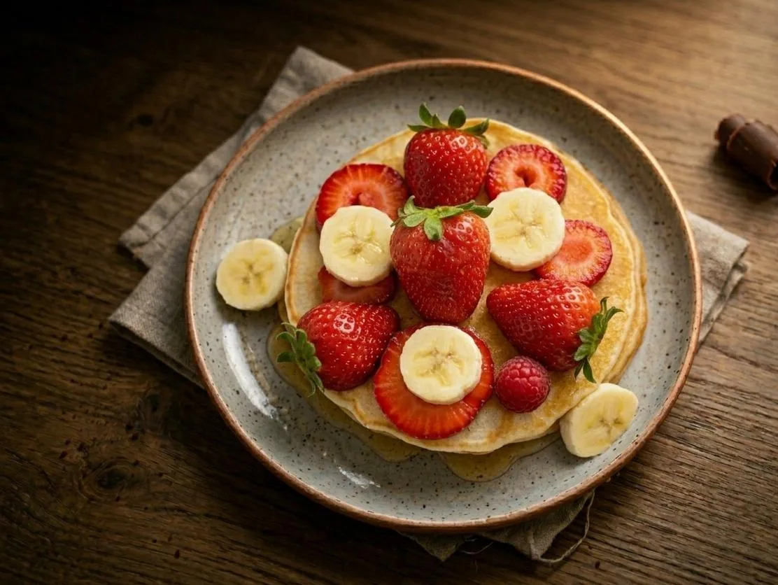 Honey and fruit pancakes