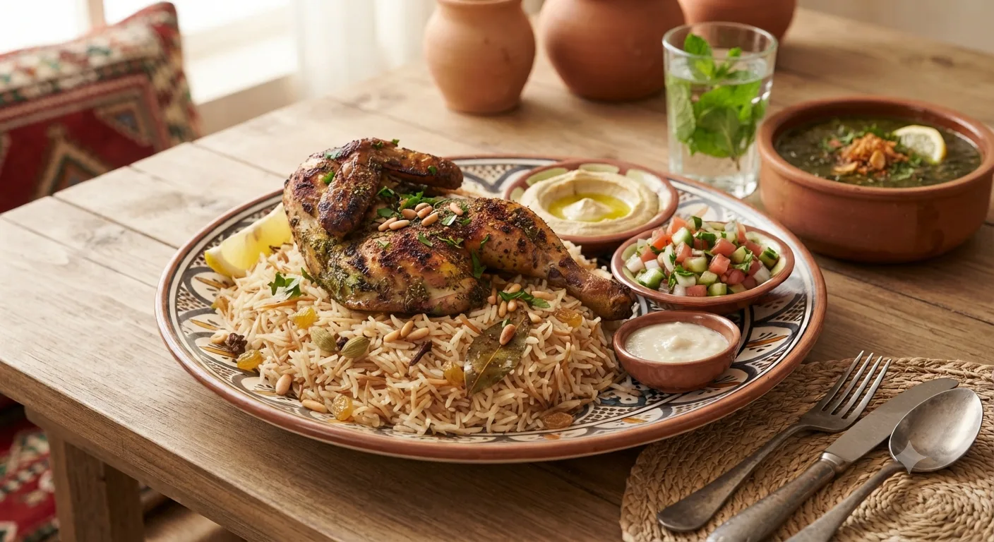 ¼ فرخة ورق + ملوخية