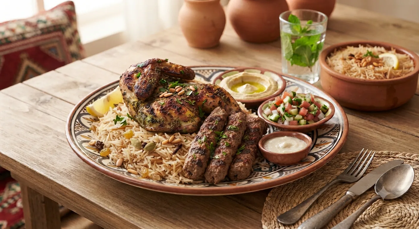 ¼ فرخة ورق + ⅛ كفتة + أرز