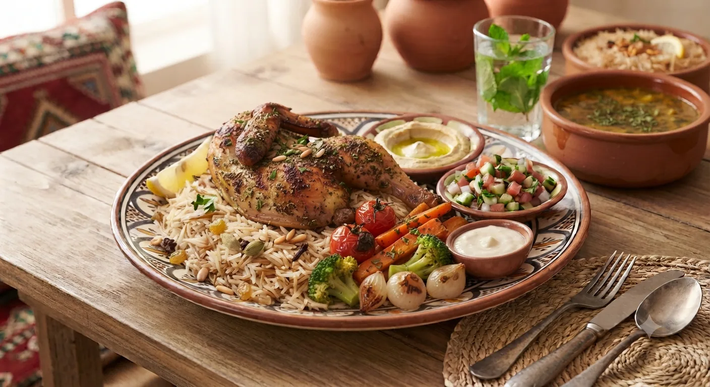¼ فرخة ورق + شعرية + خضار