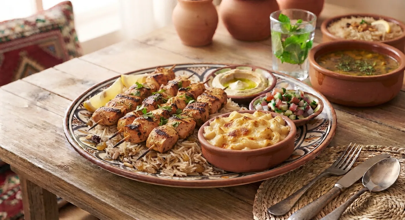 ¼ شيش طاووق + أرز أو مكرونة