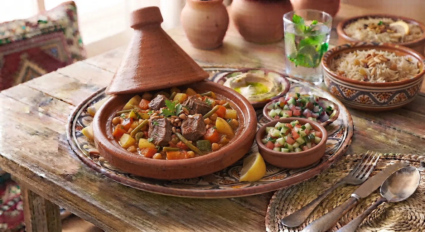 طاجن خضار باللحمة البلدي + أرز