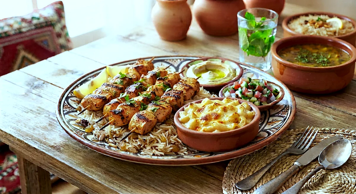 ¼ شيش طاووق + أرز أو مكرونة 