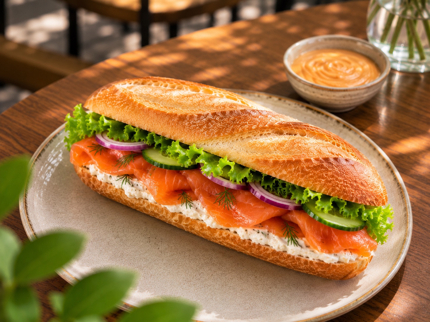 Salmon Cream Cheese Baguette