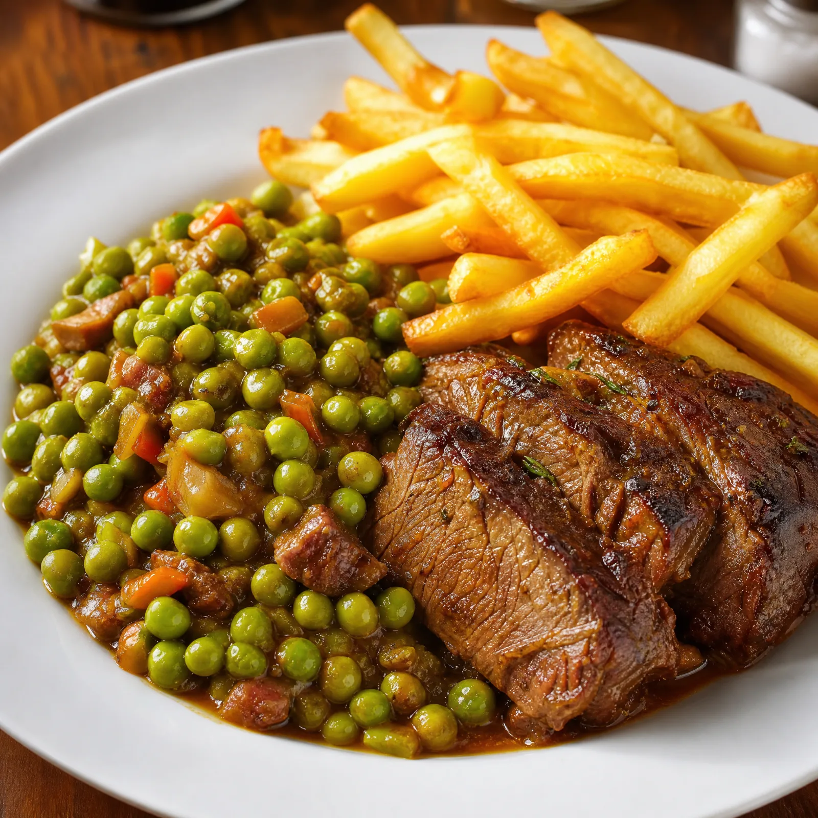 Petit pois poulet + frite
