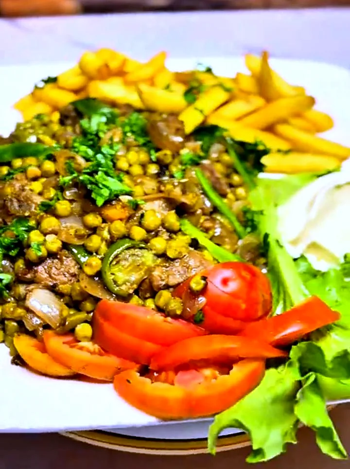 Petit pois viande + frite