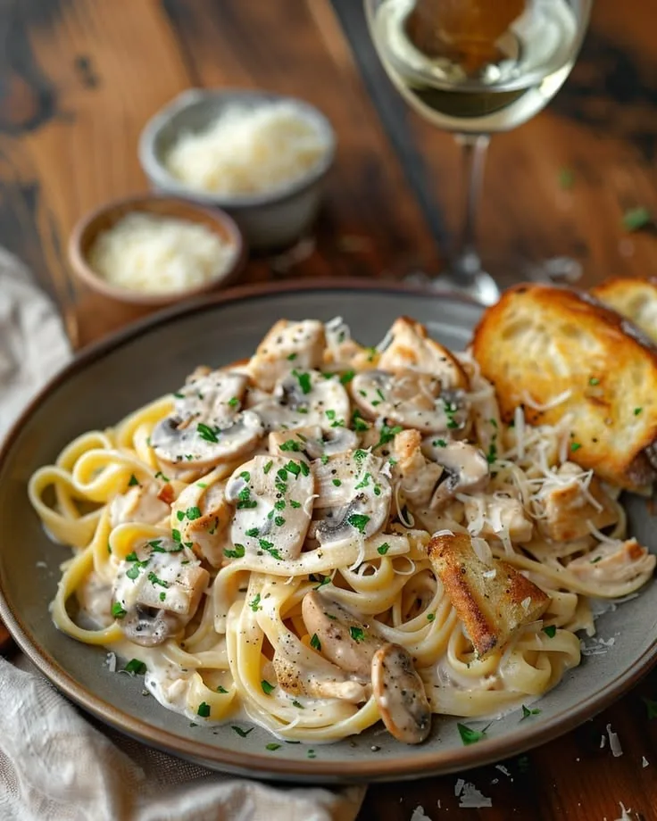 Pâtes au Poulet et Champignons